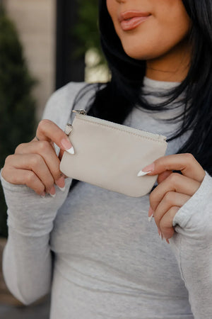 Cream Small Zipper Pouch