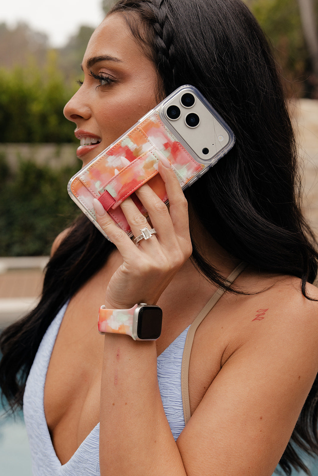 Water Color Waves Vegan Leather Phone Case - Original - Finger Strap ...