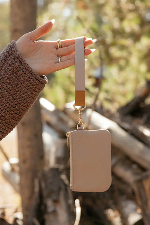 Almond Cream Zipper Pouch