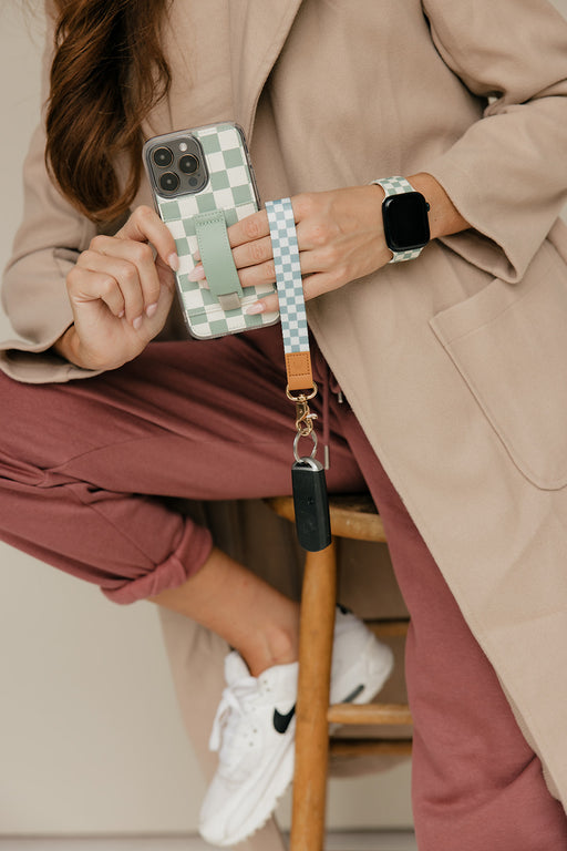 Chestnut Check Wrist Lanyard by Our Faux Farmhouse — Walli Cases