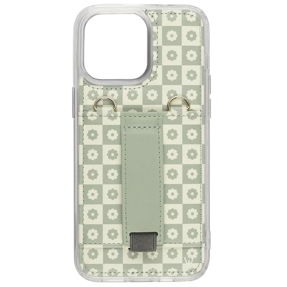 Blooming Check Purse Case crossbody phone bag for hands free daily use
