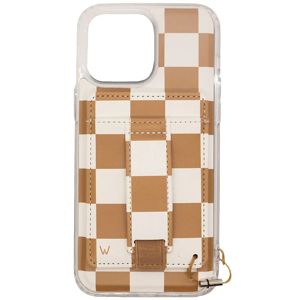 Chestnut Checks Magnetic Case with magnetic wallet support and hands free phone convenience.