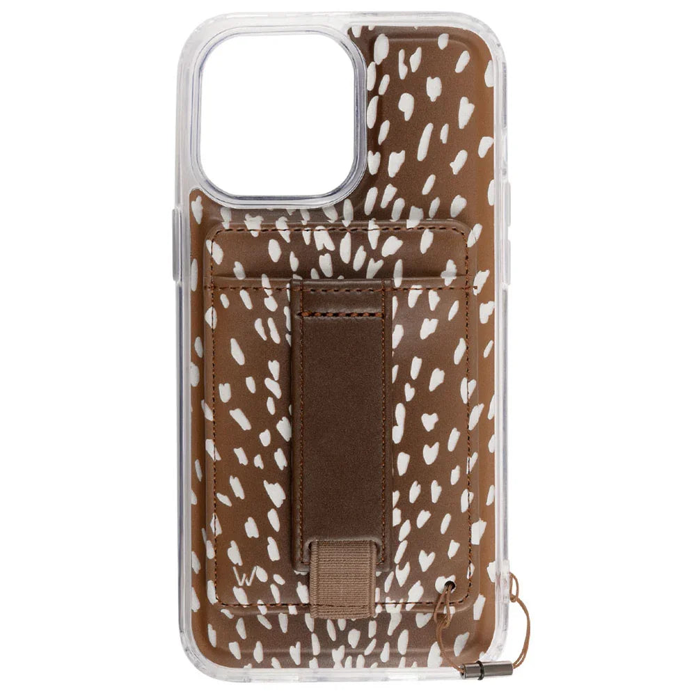 Have Fawn Magnetic Case by Aubree Says with neutral fawn print and detachable magnetic wallet