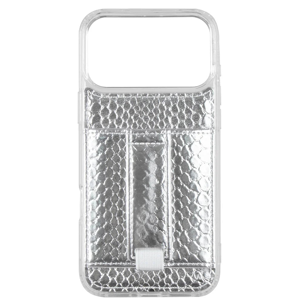 Winter Holly iPhone case with secure grip strap and card holder designed for precise model fit and comfort