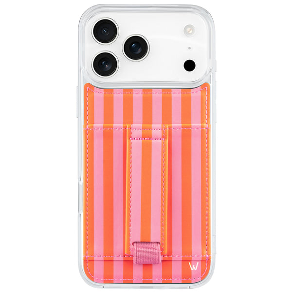 Orange & Pink Stripe Leather Phone Case with a Wallet – Walli Cases