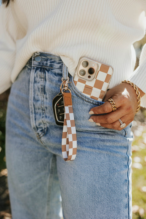 Chestnut Check Wrist Lanyard by Our Faux Farmhouse
